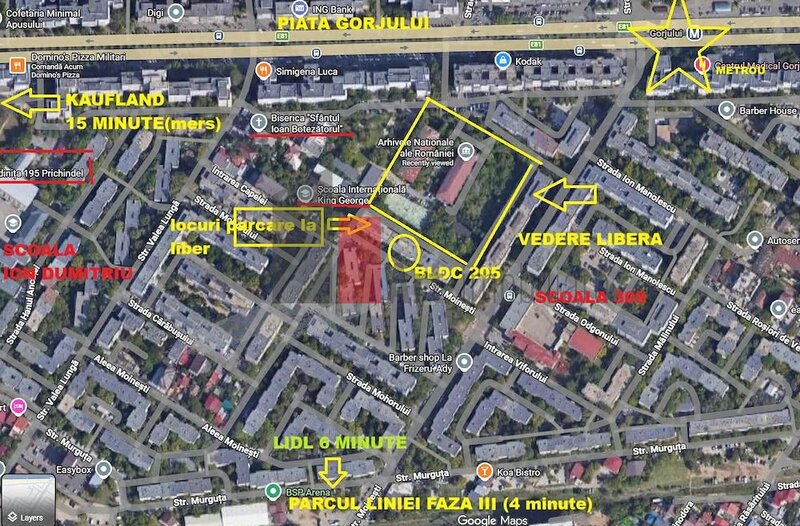 Gorjului 5 min., parcul Liniei, faza 3, 4 min., apartament 3 camere, 70 mp,